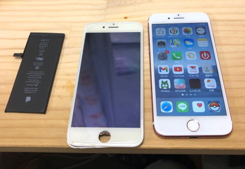 iPhone7の電池と画面（一体型フロントパネル）を交換